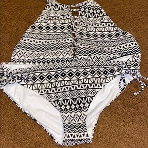 B&W Two Piece Bathing Suit